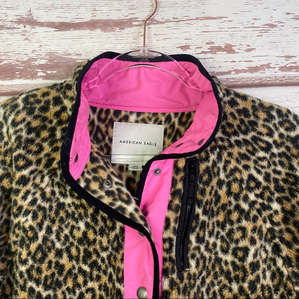 American Eagle Leopard Fleece Jacket - Picture 2 of 13
